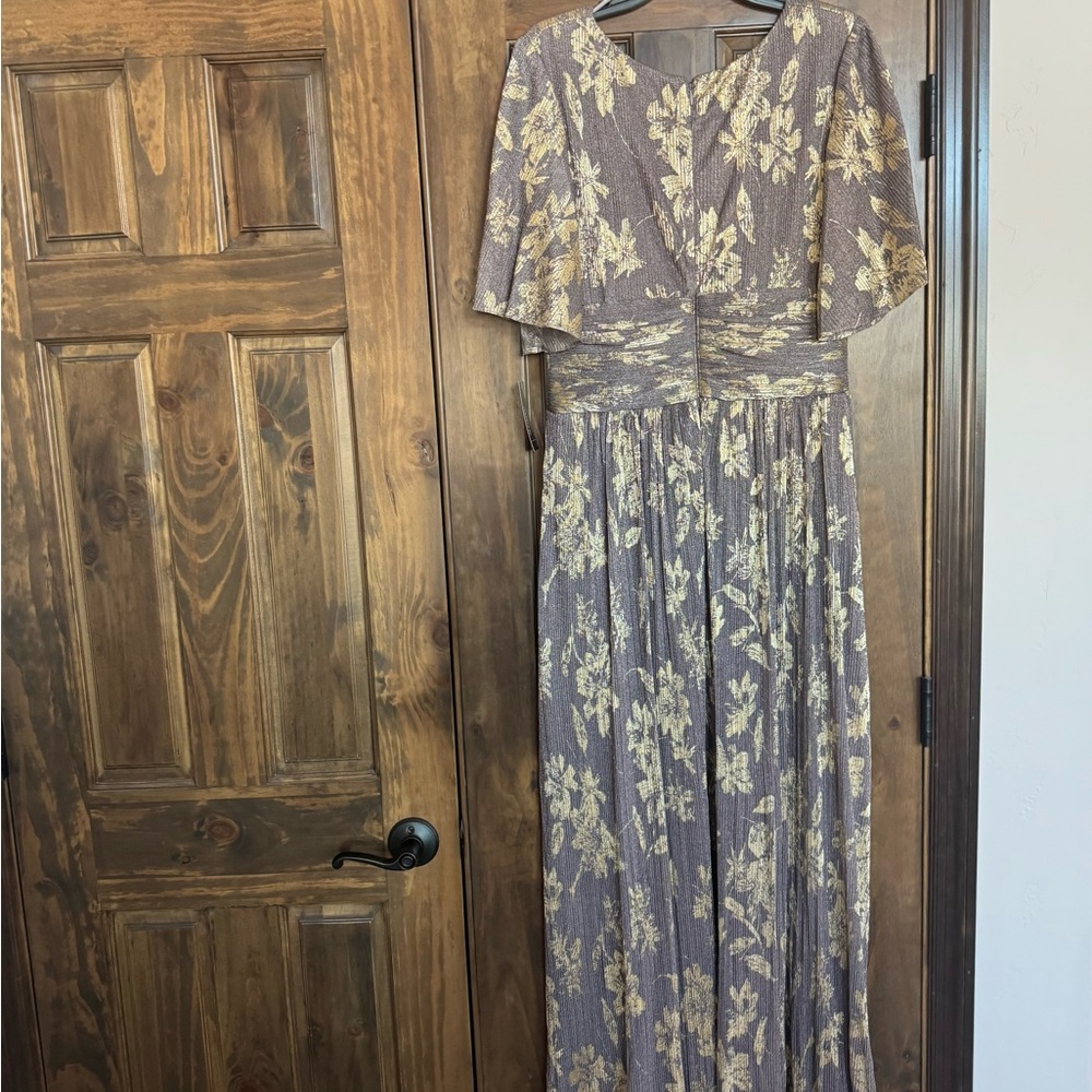 Chic Gold Floral Wedding Dress